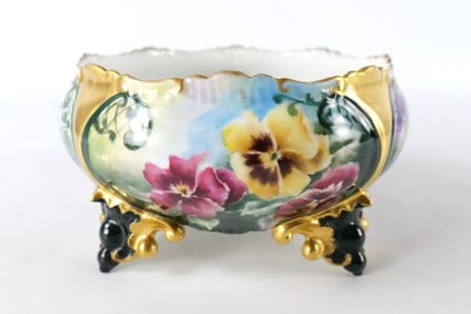 Hand Painted Limoges Footed Center Bowl