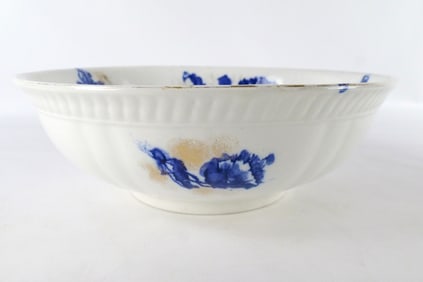 19th Century Stroke on Trent English Flow Blue Wash Bowl