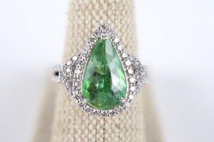 Platinum Paraiba Tourmaline and Diamond Ring