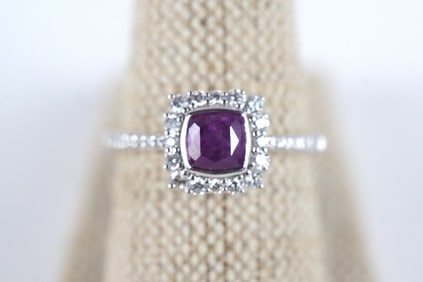 Platinum Kashmir Sapphire and Diamond Ring