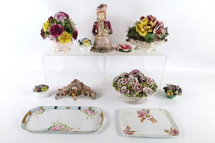 Group Lot of Ceramic and Porcelain Floral Pieces