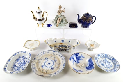 Group Lot of Porcelain Dishes and Figurine