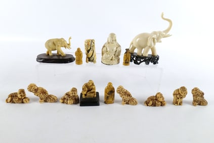 Lot of Assorted Asian Carved Resin Figurines
