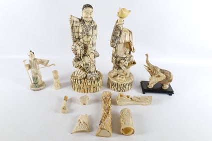 Lot of Carved Bone Asian Figurines