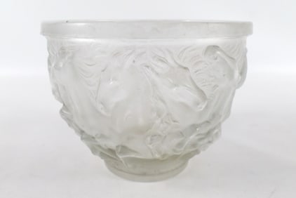 Art Deco Satin Glass Vase with Raised Horse Motif