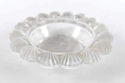 Lalique France Frosted Glass Scalloped Shell Bowl