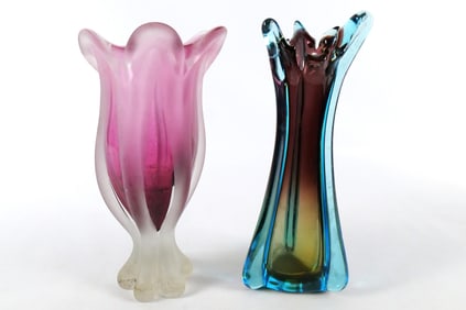 Lot of 2 Art Glass Vases