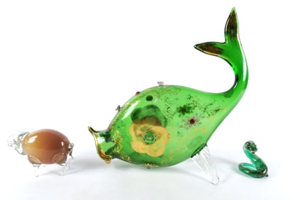 Lot of 3 Art Glass Pieces