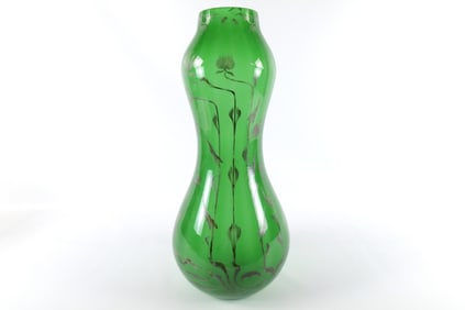 Green Glass Gourd Shape Vase