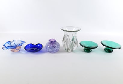Lot of 6 Pieces of Modern Art Glass