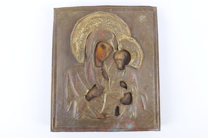 19th Century Russian Icon of Tikhvinskaya Mother of God
