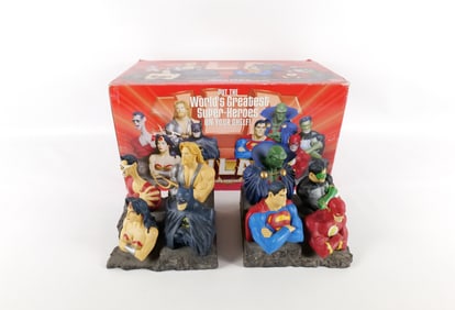 DC Direct JLA Cold Cast Porcelain Hand Painted Bookend Set
