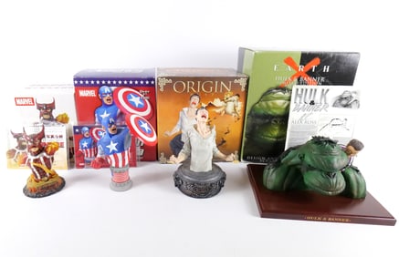 Lot of 4 Marvel Bust Figurines