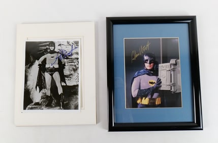Lot of 2 Batman Adam West Signed Photographs
