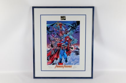Marvel Comics Avengers Assemble Triple Signed Lithograph