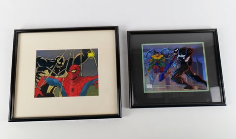Lot of 2 Framed Marvel Spider-Man Sericel's