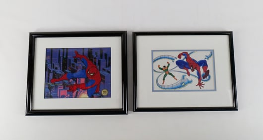 Lot of 2 Framed Marvel Spider-Man Pieces of Art