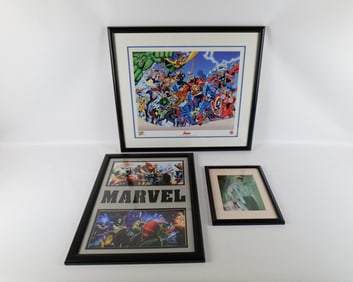 Lot of 3 Framed Marvel Pieces of Art