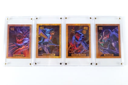 Lot of 4 Marvel Masterpieces 1994 Bronze Holofoil Trading Cards