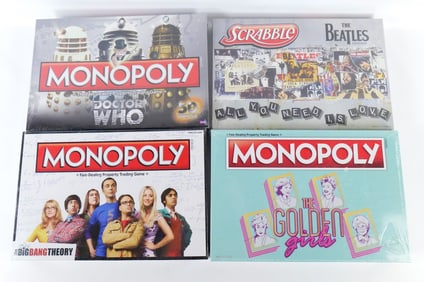 Lot of 4 Sealed Monopoly and Scrabble Games