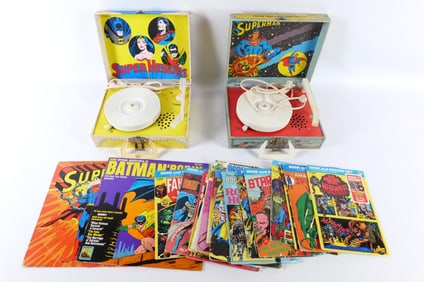 Group Lot of Vintage Record Players and Record/Book Sets
