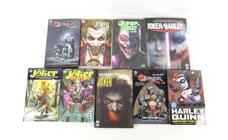 Lot of DC The Joker and Harley Quinn Hardcover Books and Trade Paperbacks