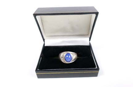Vintage Men's 14K Gold, Diamond, and Star Sapphire Ring