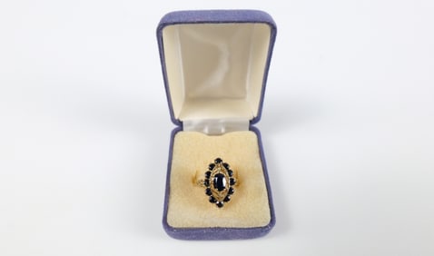 10K Gold and Sapphire Navette Ring