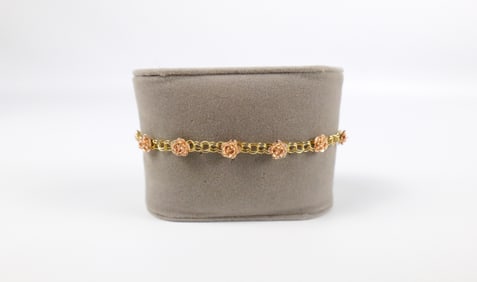 14K Yellow and Rose Gold Floral Bracelet