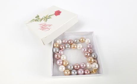 Pastel Faux Pearl Necklace with 14K Clasp
