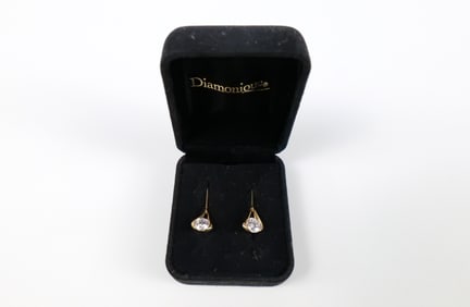 Pair of 14K Drop Earrings by Diamonique