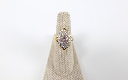 Gold Plated Thai Sterling and CZ Navette Ring