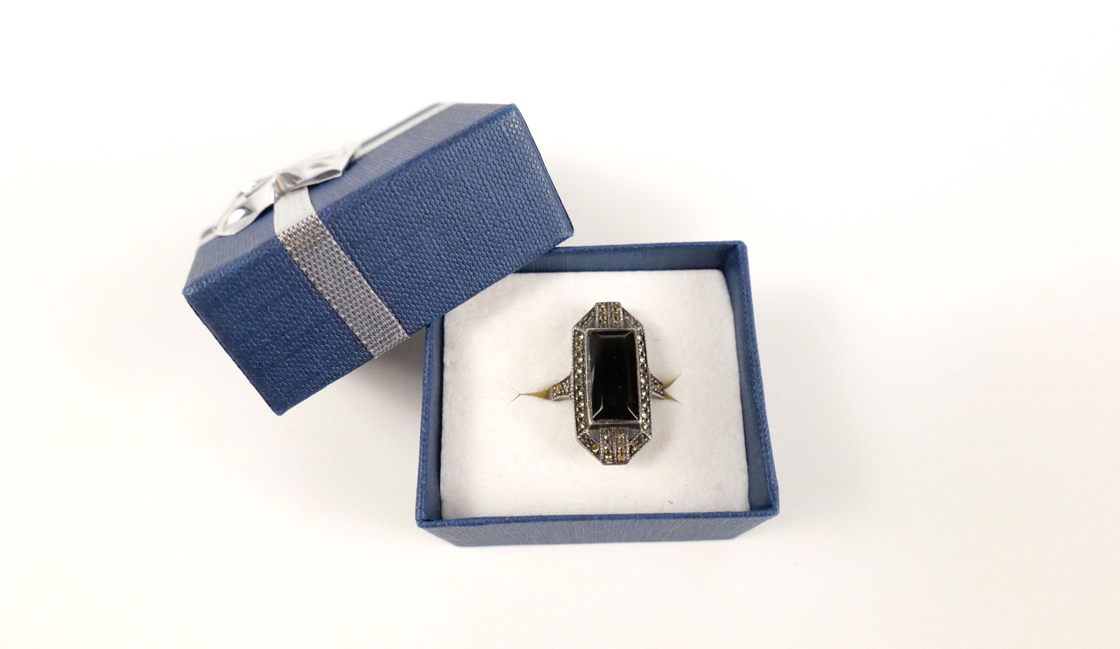 Sterling, Onyx, and Marcasite Ring (1 of 8)