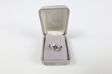 Sterling and Large CZ Solitaire Ring