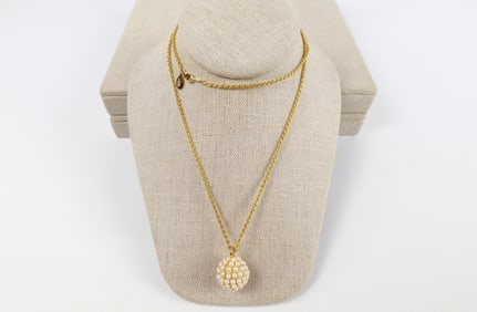 Joan Rivers Gold Tone and Faux Pearl Pendant Necklace