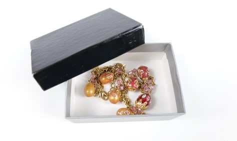 Joan Rivers Gold Tone and Enamel Egg Charm Necklace