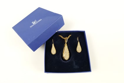 Tear Drop Necklace and Earrings Set by Swarovski