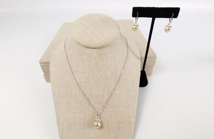 Faux Pearl Necklace and Earrings Set by Nolan Miller