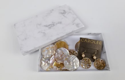 Abalone Disc Necklace and Earrings Set by Carolee