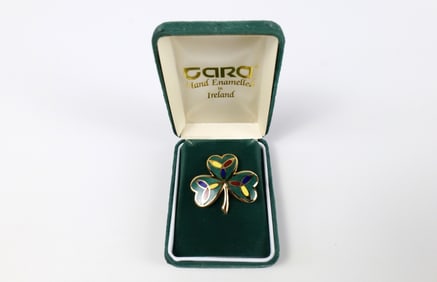 Enameled Celtic Shamrock Brooch by Tara