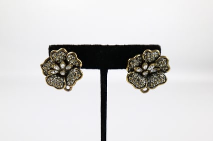 Gold Tone Floral Stud Earrings by Heidi Daus