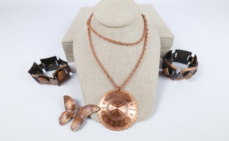 Mixed 1970s Copper and Copper Tone Jewelry