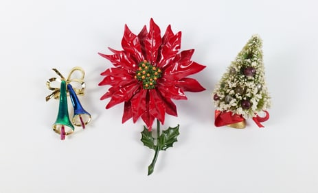 Trio of Vintage 1950s/60s Christmas Brooches