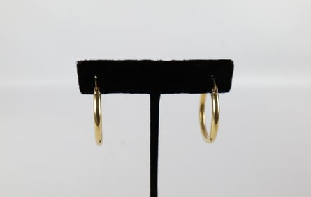 Pair of Hollow 14K Gold Hoop Earrings