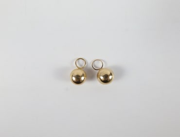 Pair of 14K Hollow Gold Ball Hoop Earring Jackets