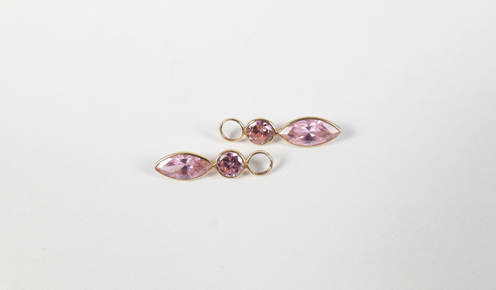 Pair of 14K Hollow Gold Pink CZ Hoop Earring Jackets (1 of 2)