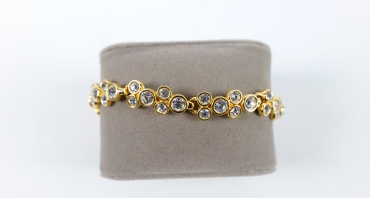 Gold Tone Crystal Tennis Bracelet by Swarovski