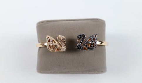 Double Crystal Swan Hinged Cuff Bracelet by Swarovski