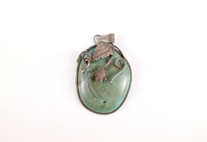 Vintage Sterling Silver Southwest Turquoise Pendant