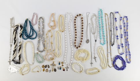 Large Group of Vintage Costume Necklaces and More